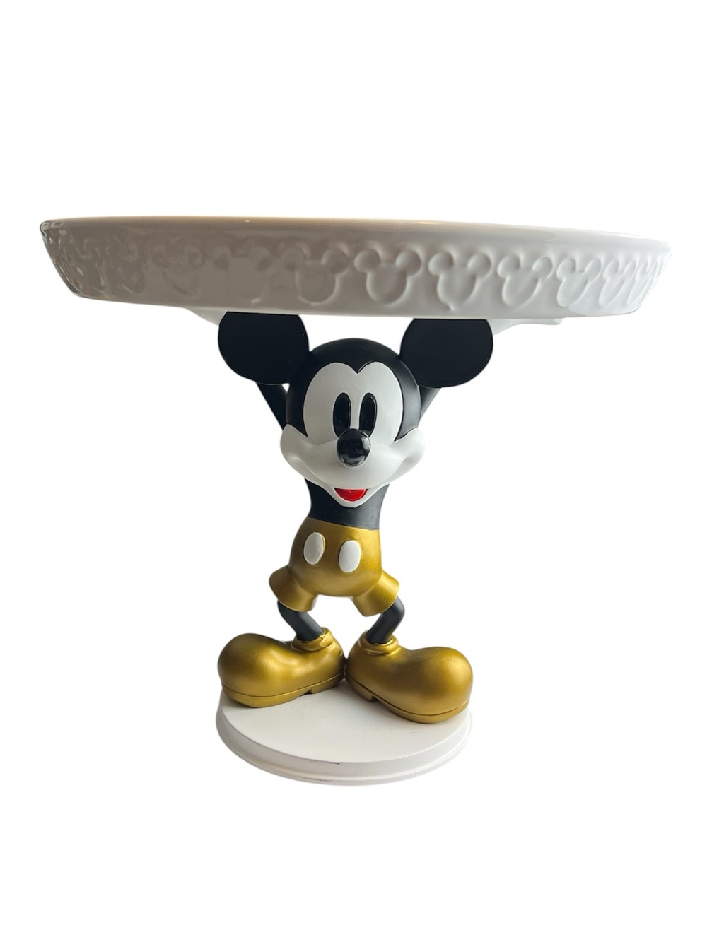 Disney Parks Mickey Mouse Gold Cake Stand Golden Ceramic Serving Plate